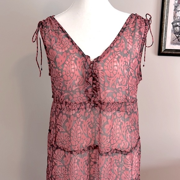2 For $25 - AE American Eagle Sheer Print Dress Beach Coverup - Size 8 - Picture 7 of 14